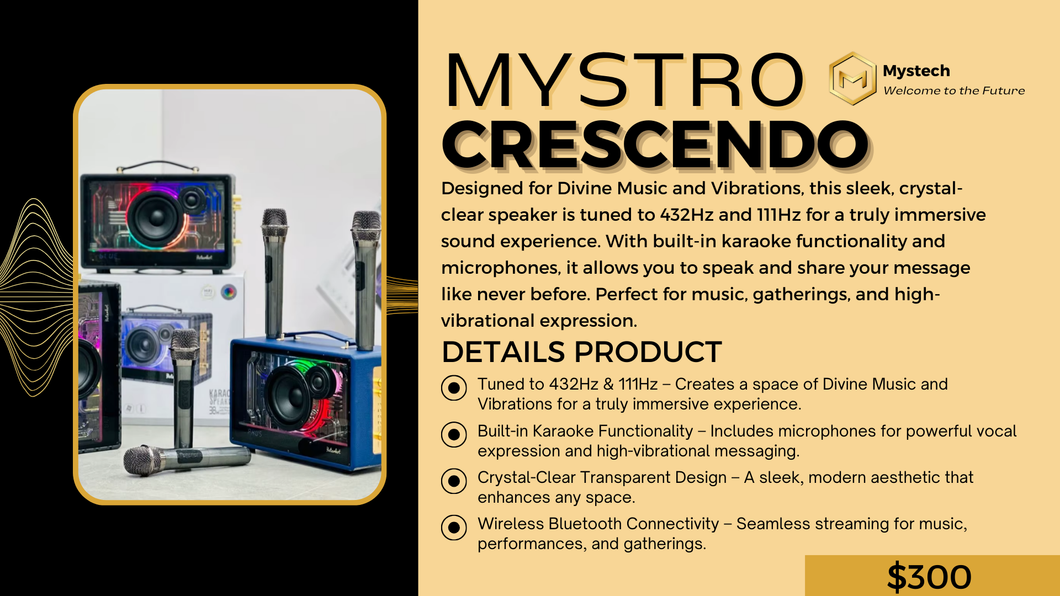 **NEW** Mystro Crescendo 432Hz / 111Hz Dual-Frequency Karaoke Speaker