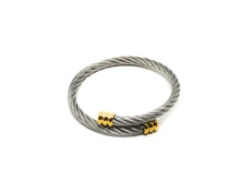 Load image into Gallery viewer, Cable Expanding Bracelet Thin - Stainless Steel w/ Gold Tips
