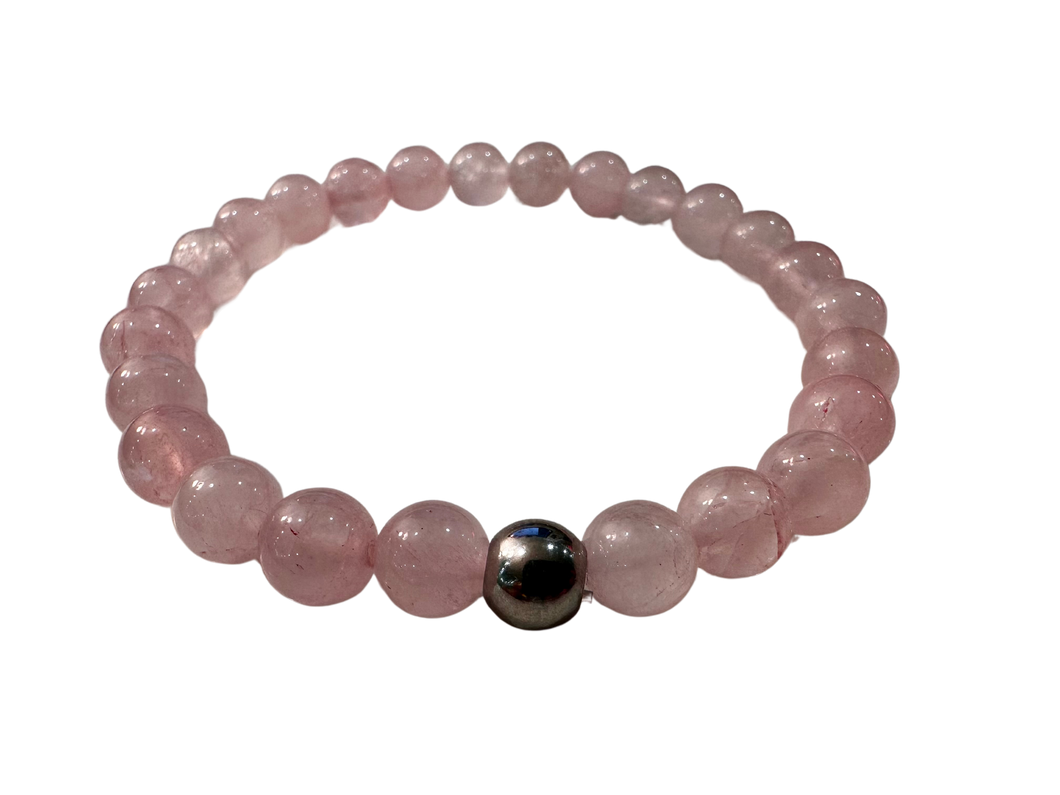 Fancy Mineral Stretch Bracelet — Rose Quartz