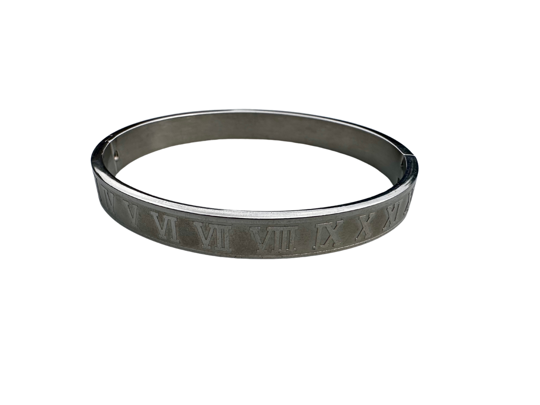 **NEW** Roman Numeral Steel Bangle  I - XII