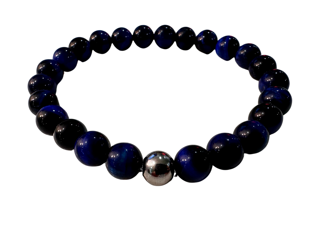 Fancy Mineral Stretch Bracelet — Blue Tigers Eye