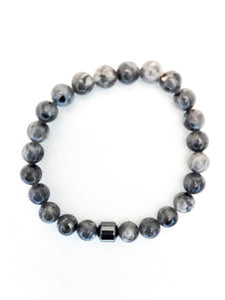 Fancy Mineral Stretch Bracelet — Dark Grey Labradorite