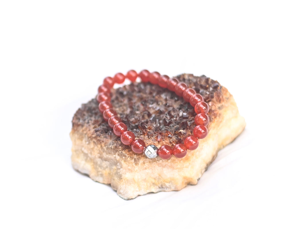 Fancy Mineral Stretch Bracelet — Carnelian