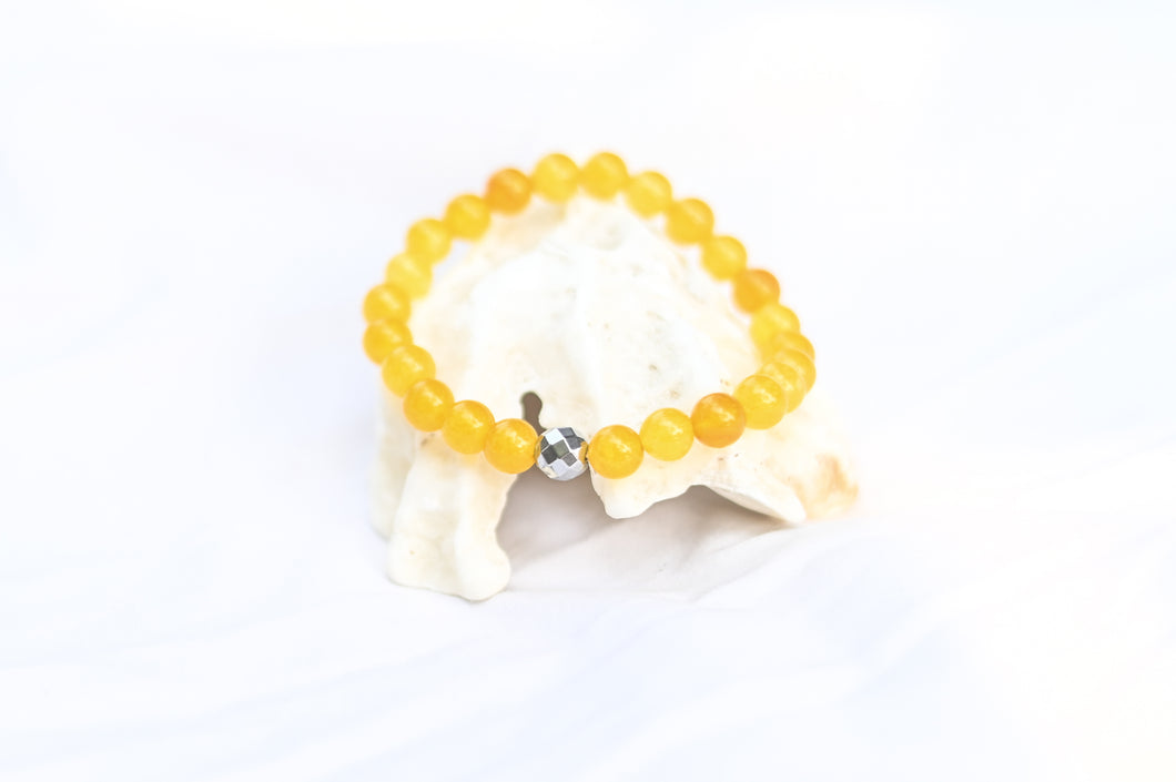 Fancy Mineral Stretch Bracelet — Bright Yellow Agate