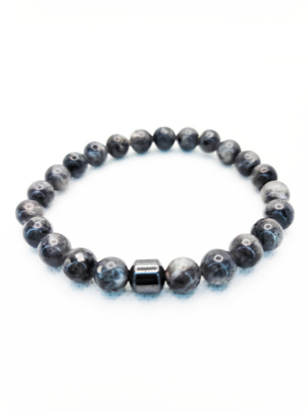 Fancy Mineral Stretch Bracelet — Dark Grey Labradorite