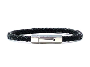 Stainless Clasp Leather Bracelet