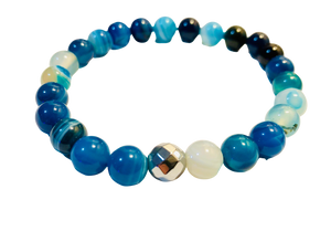 Fancy Mineral Stretch Bracelet — Blue Banded Agate