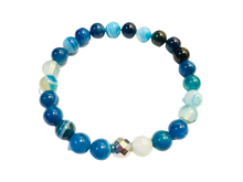 Load image into Gallery viewer, Fancy Mineral Stretch Bracelet — Blue Banded Agate
