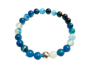 Fancy Mineral Stretch Bracelet — Blue Banded Agate
