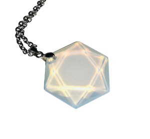 432Hz Hexagon Coin Necklace — Opalite