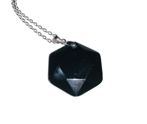 432Hz Hexagon Coin Necklace — Obsidian