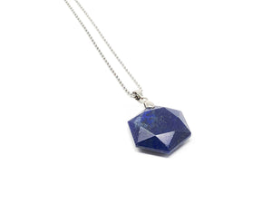 432Hz Hexagon Coin Necklace — Lapis Lazuli