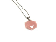 432Hz Hexagon Coin Necklace - Rose Quartz