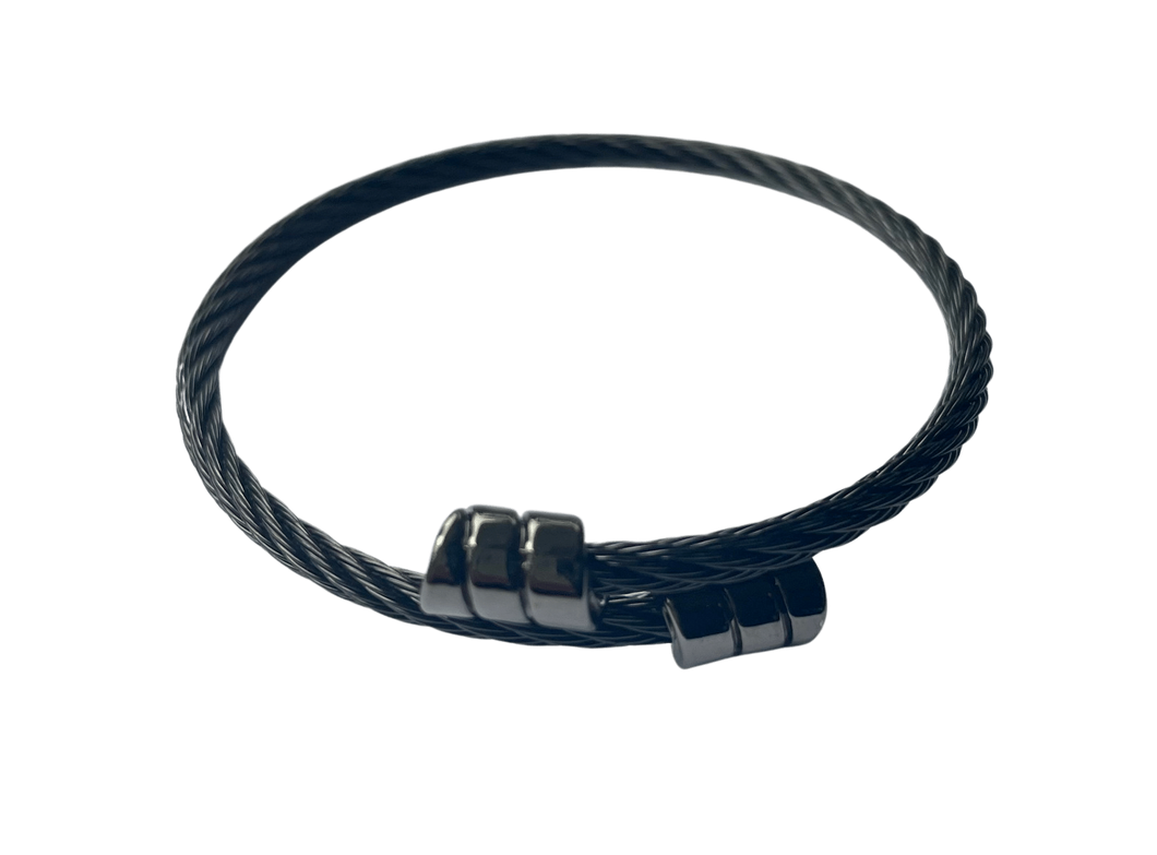 Cable Expanding Bracelet Thin -- Black