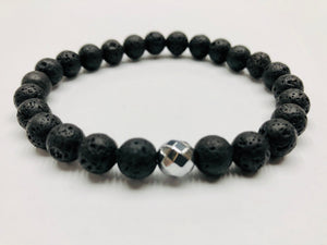 Fancy Mineral Stretch Bracelet — Lava Stone